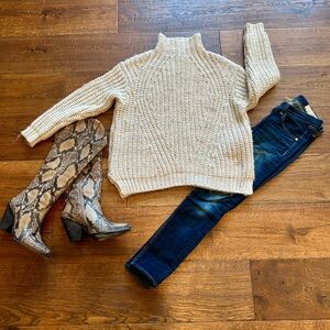 Sanctuary Oversized Cream Turtleneck Sweater